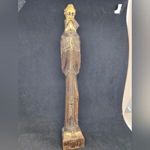 Hand Carved Wood Long Monk Priest Figuirine
